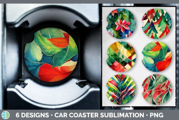 Christmas Car Coaster Sublimation Desi Illustrations