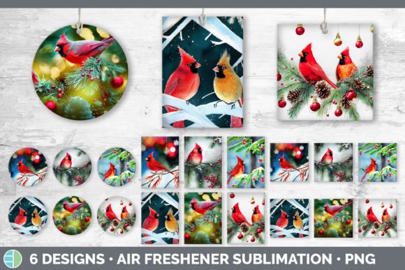 Christmas Cardinals Air Freshener Illustration for Crafting