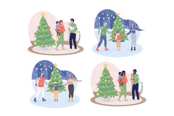 Christmas Family Celebration Illustrations for Local Branding