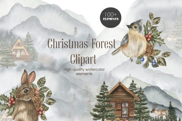 Christmas Forest Clipart for Local Business Branding
