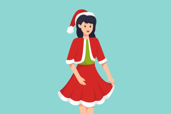 Christmas Girl Character Illustration for Digital Product Creation