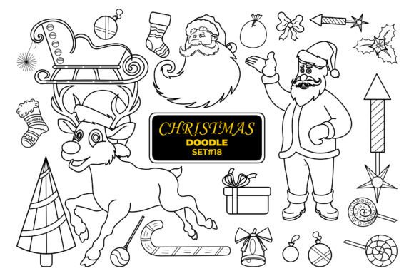 Christmas Hand Drawn Doodle Set-18 for Branding and Packaging