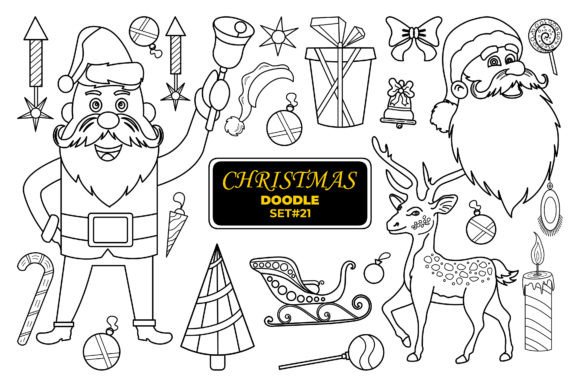 Christmas Hand Drawn Doodle Set-21 Illustrations