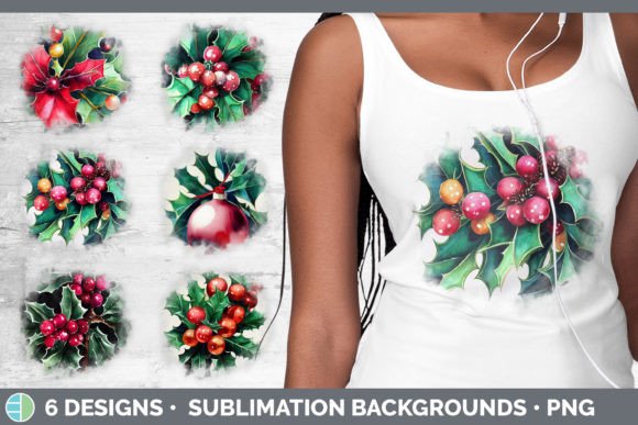 Christmas Holly Background Grunge Subl Illustrations