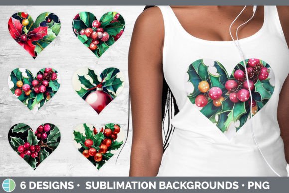 Christmas Holly Hearts Clipart Sublima Illustrations