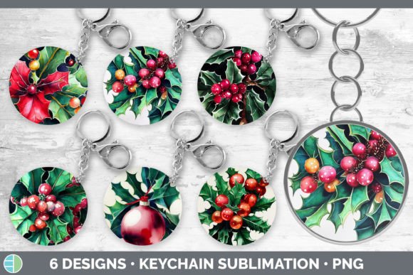 Christmas Holly Keychain Bundle Keyrin Illustrations