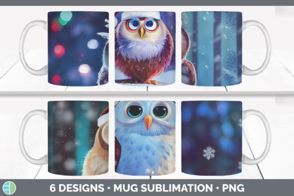 Christmas Owl Mug Sublimation Coffee C Illustrations