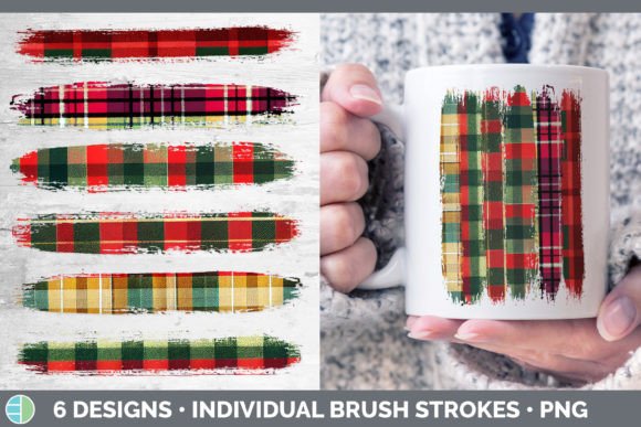 Christmas Plaid Brush Strokes PNG Subl for Illustrations