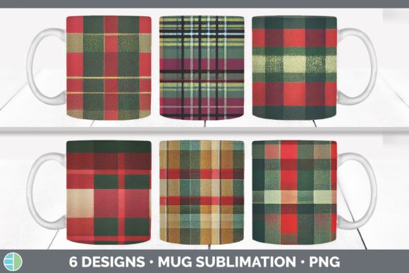 Christmas Plaid Mug Sublimation Coffee Illustrations