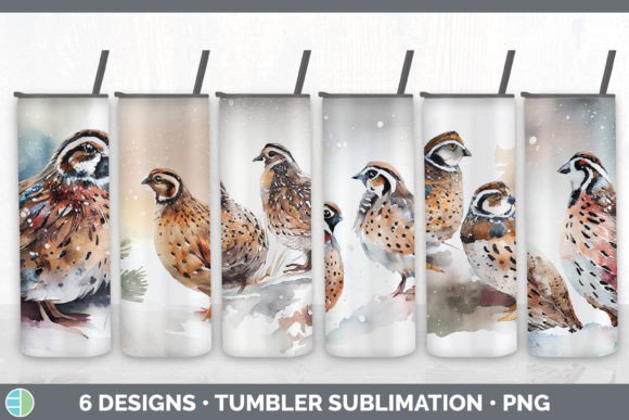 Christmas Quail Tumbler Sublimation Bund Illustrations