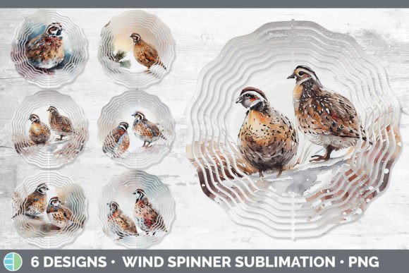Christmas Quail Wind Spinner Sublimati Illustrations