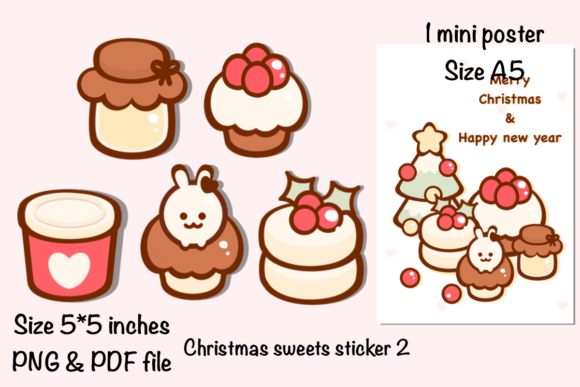 Christmas Sweets Sticker Mini Poster 2 Illustrations