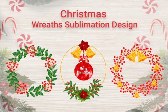 Christmas Wreaths Sublimation Illustrations for Branding