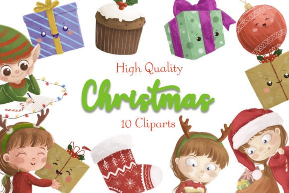 Cozy Christmas Holiday Clipart PNG Set for Illustrations