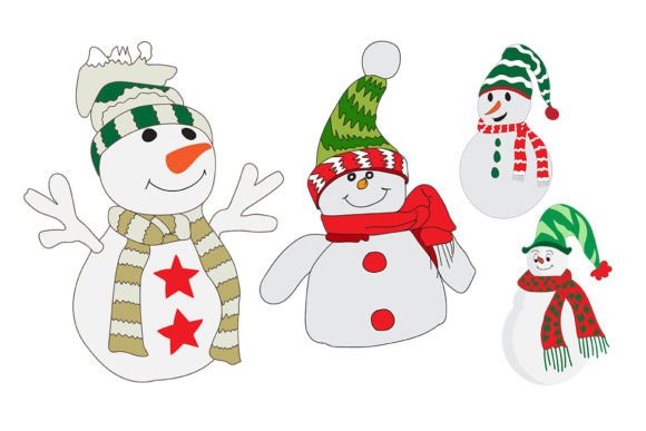 Cute Snowman with Christmas Hat Illustration
