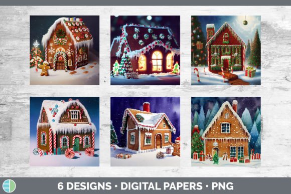 Gingerbread Christmas Backgrounds Digi Illustrations