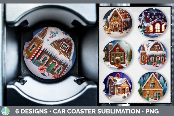 Gingerbread Christmas Car Coaster Subl Illustrations
