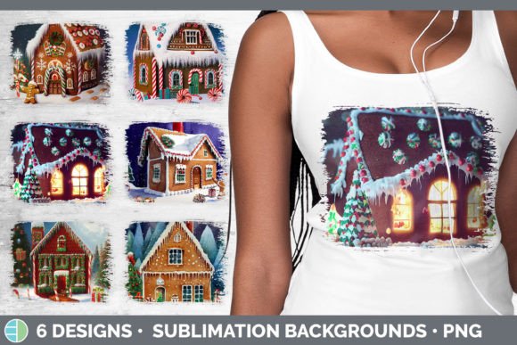 Gingerbread Christmas Distressed Sublima Illustrations