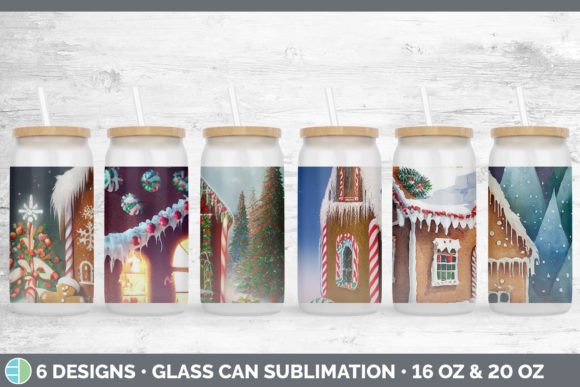 Gingerbread Christmas Glass Can Illustration