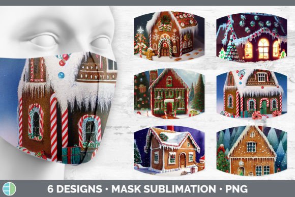 Gingerbread Christmas Mask Sublimation Illustrations