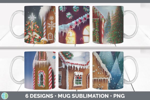 Gingerbread Christmas Mug Sublimation Illustrations