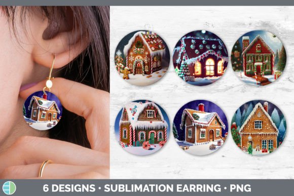 Gingerbread Christmas Round Earring Illustration