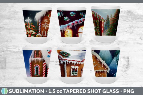 Gingerbread Christmas Shot Glass Sublima Illustrations