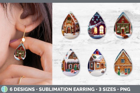 Gingerbread Christmas Teardrop Earring Illustration