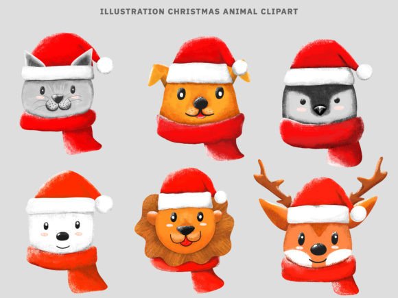 Illustration Christmas Animal Clipart for Festive Designs