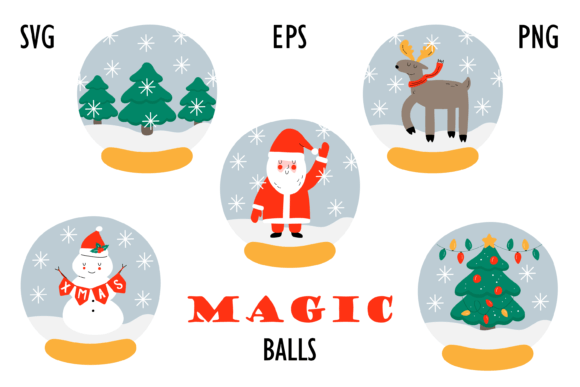 Magic Christmas Balls Svg Illustrations