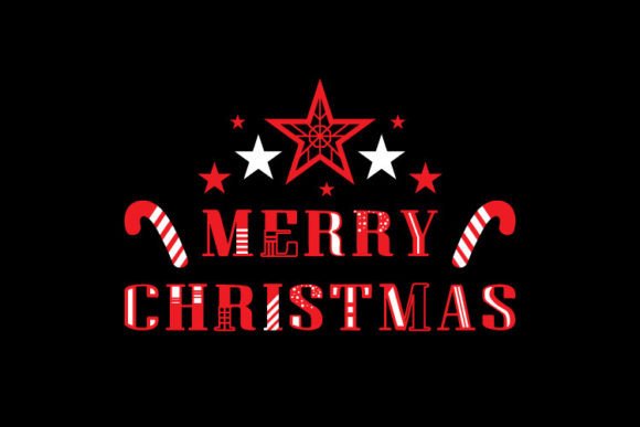 Merry Christmas Word Typography Vector Illustrations
