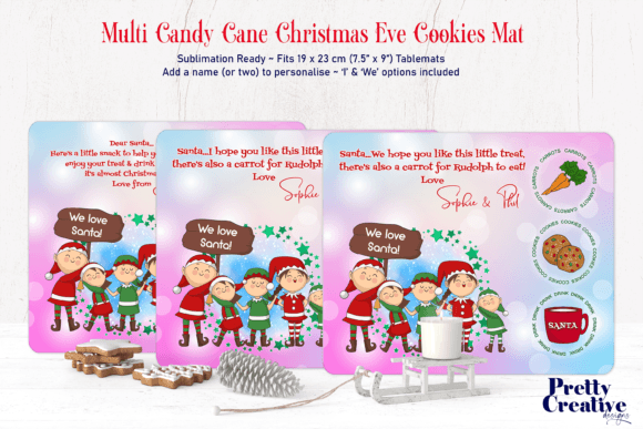 Multi Candy Cane Christmas Cookies Mat Illustrations