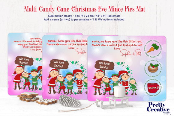 Multi Candy Cane Christmas Mince Pie Mat Illustrations