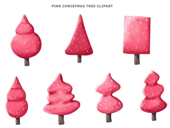 Pink Christmas Tree Clipart for Festive Illustrations