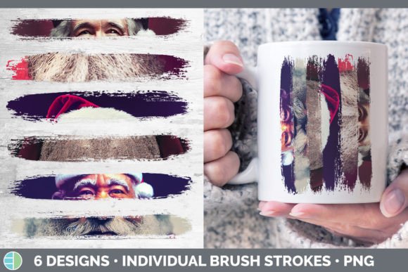 Santa Christmas Brush Strokes PNG Subl Illustrations