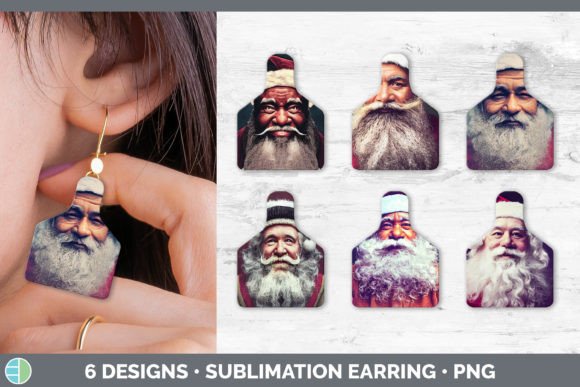 Santa Christmas Cow Tag Earring Sublim Illustration Review