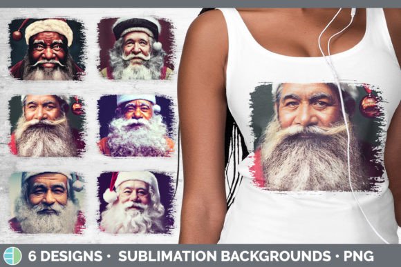 Santa Christmas Distressed Sublimation B Illustrations