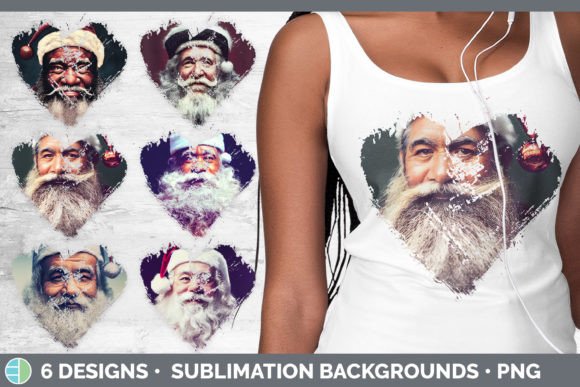 Santa Christmas Heart Distressed Clipart Illustrations