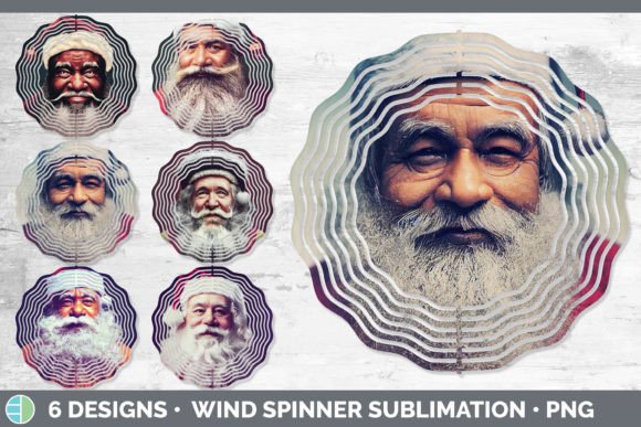 Santa Christmas Painted Wind Spinner S Illustration