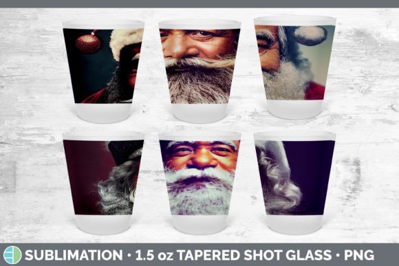 Santa Christmas Shot Glass Sublimation Illustrations