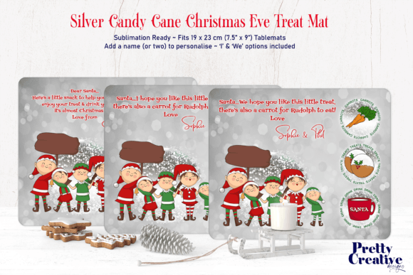 Silver Candy Cane Christmas Treat Mat Illustrations