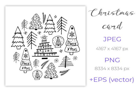 Winter Sublimation Christmas Trees Illustrations